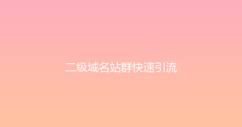 二级域名站群快速引流 封面图