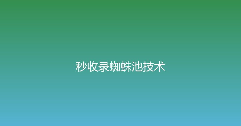 秒收录蜘蛛池技术 封面图