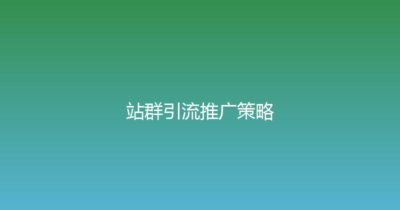 站群引流推广策略 封面图