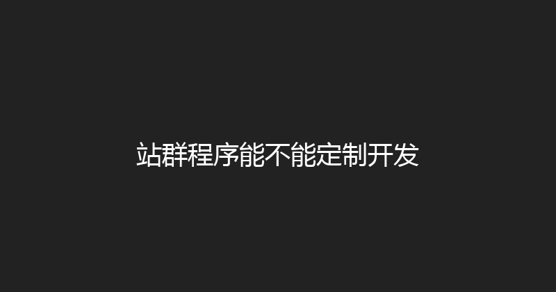 站群程序能不能定制开发 封面图