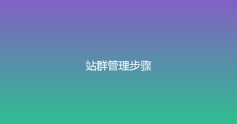 站群管理步骤 封面图
