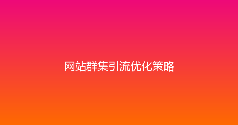 网站群集引流优化策略 封面图