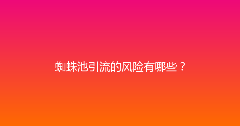 蜘蛛池引流的风险有哪些？ 封面图
